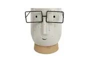 Urban 15cm Blake w Glasses Tall Ceramic Planter Home Garden Plant Pot White
