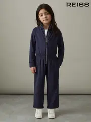 Reiss Navy Nala 4-9 yrs Jersey High Collar Jumpsuit (AW4158) | $140