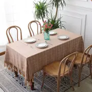Rectangle Square Tablecloths Knitted Embroidery Textured, Light Coffee