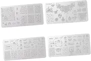 Healeved 4pcs Halloween Nail Stamping Plates Nail Art Stencils for Unique Manicure Designs Ghost Skull Pumpkin Patterns for Halloween Celebrations