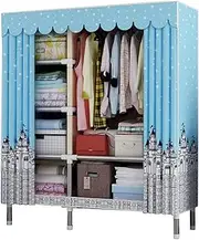 Portable Canvas Wardrobe, Fabric Wardrobe Shelves, Clothes Closet Storage Organizer with Hanging Rail, Shelves, Foldable Closet for Clothes, Bags,B-106x45x175cm