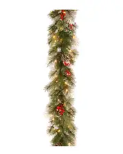 National Tree Company 9ft Feel-Real Wintry Berry Collection Garland with 70 Clear Lights