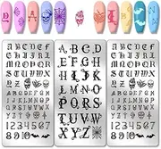 PH PandaHall 3pcs Letter Nail Stamping Plates Font Letters Number Nails Image Plates Gothic Style Skull Manicure Art Templates Alphabet Nail Art Stencils for Women Manicures DIY Design Printing