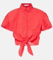 [Poupette St Barth] Poupette St Barth Cycas broderie anglaise cotton crop top L/XL red