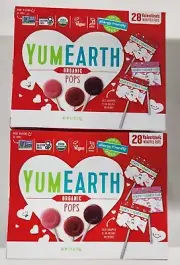 2 BOXES YumEarth Organic Pops - Assort Flavors 28 Pack TOTAL 56 Pops BB:03/09/27