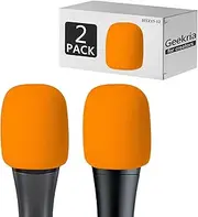 Geekria for Creators Foam Windscreen Compatible with Sennheiser E 935, E 945, E 835, E 845-S Microphone Antipop Windshield, Mic Wind Cover, Sponge Foam Filter (Orange / 2 Pack)