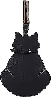 [GIGBIRD] Chic Cat Shaped Crossbody for Women PU Leather Retro Cute Chest Bag Stitching Shoulder Bag with Wide Shoulder Strap