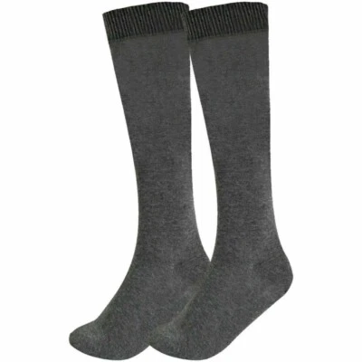 Girls Knee High Grey School Socks 12 Pairs Cotton Rich