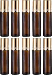 BAZEITFLOW 10Pcs Portable Essential Oil Roller for Eye Cream Perfume and Cosmetics Durable and Refillable Roller Containers