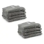 8pc Onkaparinga Avalon Bathroom Face Washers 30x30cm Cotton 550GSM Warm Silver