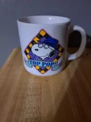 VINTAGE SNOOPY PEANUTS FATHERS DAY TOP POP COFFEE CUP WITH HANDLE
