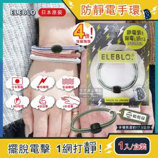 【日本ELEBLO】頂級4倍強效條紋編織防靜電手環1入(1.9秒急速汽機車除靜電消除髮圈手環手鍊)