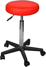 Padded Shop Stool, Height Adjustable Stool, Round Office Stools for Counter, Desk, Home Office, Bar, 35.5 x (64-84) cm, Red