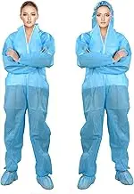 AXEL Hazmat Suits Disposable | 25 Pack | Light Duty Coveralls for Men | with Attached Hood and Shoe Covers - Thin and Breathable - SMS Material, Blue Hazmat Suit for Men & Women - Universal Size, Blue