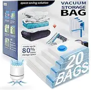 [PIRAAR] 20 Pack Vacuum Storage Bags with Electric Air Pump(4 Jumbo,5 Large,5 Medium,6 Small),Multi-Size Space Saver Bags for Clothes, Pillows,Comforter,Bedding & Travel Organization,Moving Home Storage