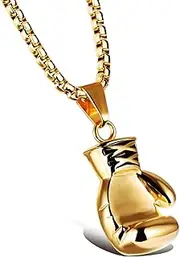 [UMtrade] His and Hers Stainless Steel Boxing Glove Pendant Couples Necklace Gold