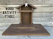 STABLE WOOD CRECHE Reclaimed Fits Willow Tree Angel Nativity Distressed Manger