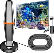 TV Aerial, Freeview Indoor TV Aerial with 560+ Miles Range 360° Reception, TV Antenna Indoor with Signal Booster & Magnetic Support Base, Support 4K 1080P VHF/UHF/DAB Radio and All TV