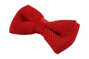 Mens Red Cross-Hatched Knitted Bow Tie