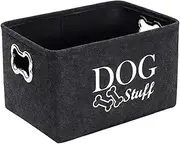 Dog Toy Bin - Large Dog Toy Box with Handle, Pet Toy Bin Organizer, Dog Stuff Organizer, Cat Toy Basket Container for Dog Chew Toys, Blankets