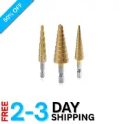3-Piece Titanium Step Drill Bit Set - Precision Hole Drilling for Metal & Wood