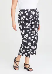 [Taking Shape] Taking Shape Pull On Culotte Pant Size 16 in Black / Ivory - Plus Size Women's Clothing Black / Ivory