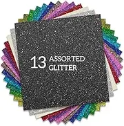 Glitter HTV Heat Transfer Vinyl Bundle 13 Sheets Iron on Vinyl for T-Shirts with Cricut, Cameo, Heat Press Machines, Sublimation(Assorted Colors)