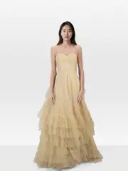 Yellow Sparkly Maxi Ball Gown