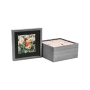 Nicola Spring Acrylic 3D Box Photo Frames with 6" x 6" Mounts - 10" x 10" - Grey - Pack of 5
