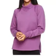 Gaiam Chloe Fleece Funnel Neck Sweatshirt Sz Small Argyle Purple Workout NEW
