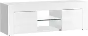 Artiss TV Unit Cabinet Entertainment Units, Wood Stand Table Cabinets Storage Shelf Organiser Cupboard Home Living Room Bedroom Furniture, with 2 Drawer and Cable Management Holes High Gloss White