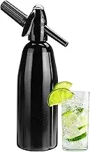 AstraLoom 1L Portable Nostalgic Soda Water Siphon Kit, Aluminum Sparkling Water Maker for Carbonated Drinks/Juices/Cocktails, Make Fresh and Cool Drinks at Home/Bar (Black)