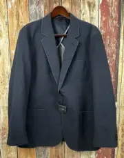 NWT Hart Schaffner Marx Men's Blue Cotton Triple Patch Sport Coat Jacket Large