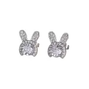 Silver Crystal Rabbit Ear Drop Dangle Earrings Women Fashion Jewelry Girl Gift