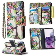 Phone Case For Samsung Galaxy S24 S23 S22 S21 S20 Plus Ultra A73 A53 A33 S10 Plus S25 Plus Wallet Case with Stand Holder Card Holder Pattern Tree PU Leather