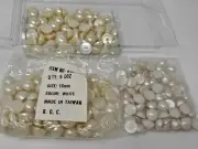 Lot Ivory White Flat-Back Half Pearls Cabochons Crafts 14mm 16mm Round Vintage