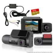 Elinz 3 Channel Dash Cam 4K 2K Rear 1080P FHD Cabin Camera WiFi GPS Supercapacitor Hardwire Kit 128GB U3 Card