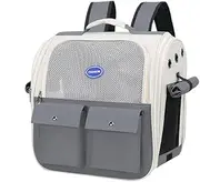 Portable Pet Carrier Backpack for Cats, Dogs and Small Animals Up to 20lbs l Ventilated Mesh Design l Airline-Approved l Ideal for Travel, Hiking, Camping (Grey)
