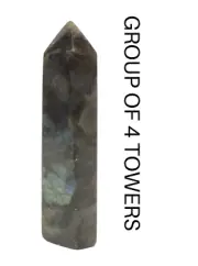 Group of 4 Polished Labradorite Crystal Tower 6 Facets 3.5″ to 4″ High