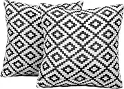 Brentfords Outdoor Cushion Covers, Sofa Cushion Covers 45 x 45 Cushion Cover for Inners Water Resistant Garden Seat Cushion Geometric Cushions Outdoor, Black and White Pack of 2