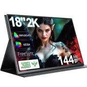 18" 144Hz 2560*1600 2K Portable Monitor Type-C HDMI LCD Display Gaming Screen