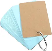 COHEALI Blank Flash Card 1 Set Index Cards with Binding Rings DIY Blank Note Cards Memo Card Studying Flash Cards for Bookmark School Learning Memory