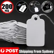 200PCS White Paper Jewelry Clothes Label Price Tags With Elastic String 33x18mm