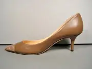 JIMMY CHOO 36/6 ANVIL CLASSIC TAUPE LEATHER STUD TOE PUMPS MEDIUM HEELS NEW