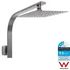 Gun Metal Grey Square Ultra Thin 8" Rainfall Shower Head High Rise Gooseneck Arm