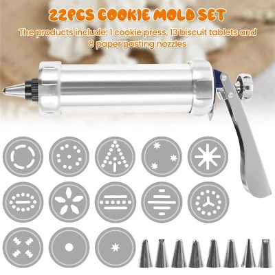 Cookie Press Kit DIY Biscuit Maker Press Kit with 8 Icing Nozzles and 13 tylwp