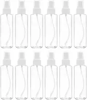 12 Pack Fine Mist Clear Spray Bottles 120 Ml (4 Oz) with Pump Spray Cap, Reusable and Refillable Small Empty Plastic Bottles for Travel, Essential Oils, Perfumes