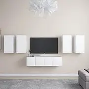 6 Piece TV Cabinet Set White Engineered Wood Entertainment Centres