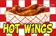 Wings Hot DECAL (Choose Size) Food Chicken Concession Vinyl Sign Sticker 2ck