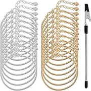 20 Pcs Snake Chain Bracelet with Jewelry Helper, Adjustable Snake Bracelet Chain with Heart Lobster Clasp Extender for Women Jewelry Making